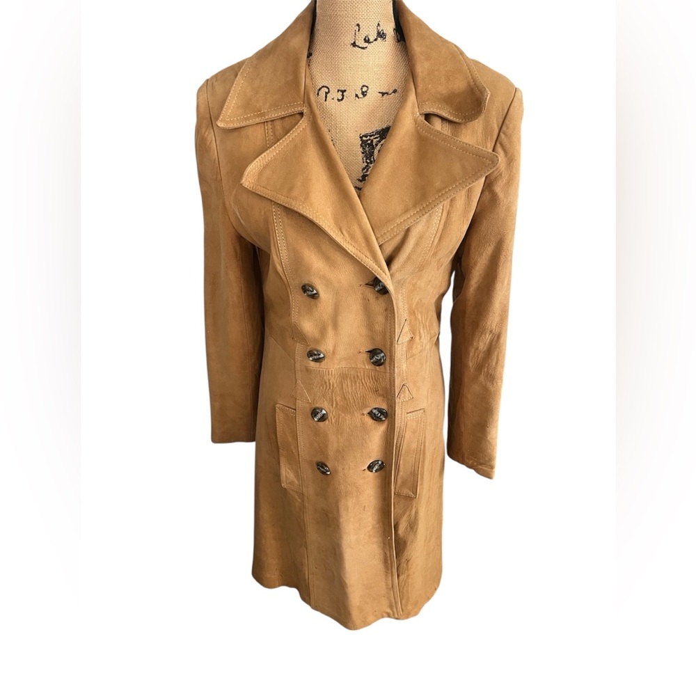 Vintage Suede Tan Double-Breasted Women's Coat size small